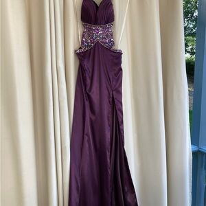 Glamorous Beaded Purple Prom Dress